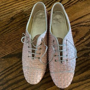 CHANEL Shoes Chanel Pink Tweed Loafers Poshmark